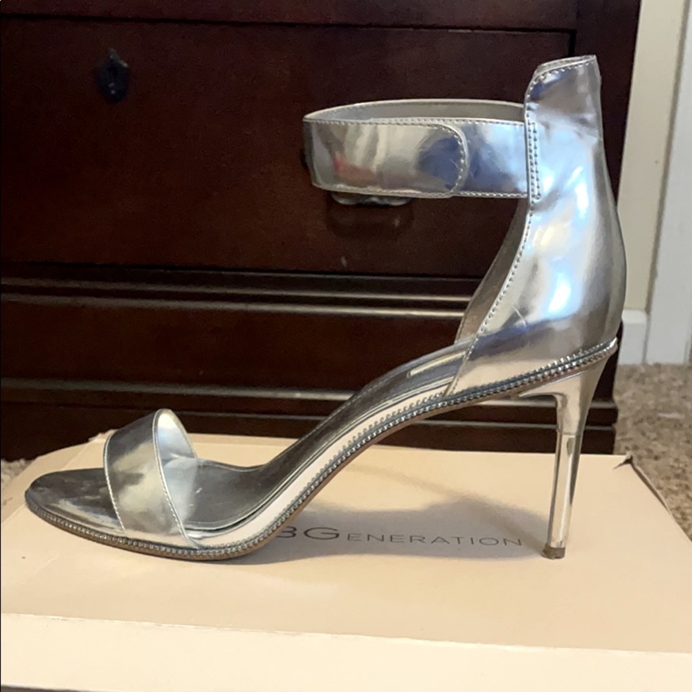 Metallic BCBG Heeled Sandals
